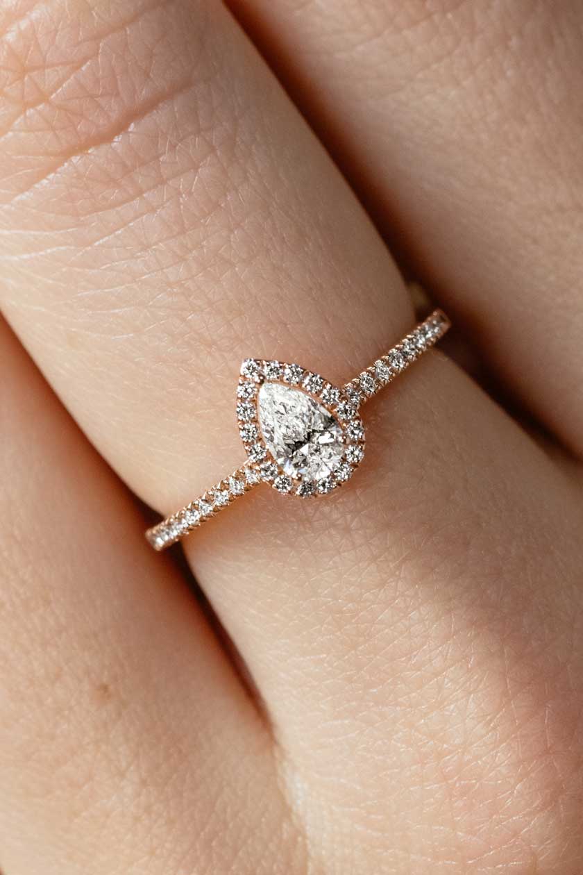 Bague Baby Rétromantique Poire Pavée 1
