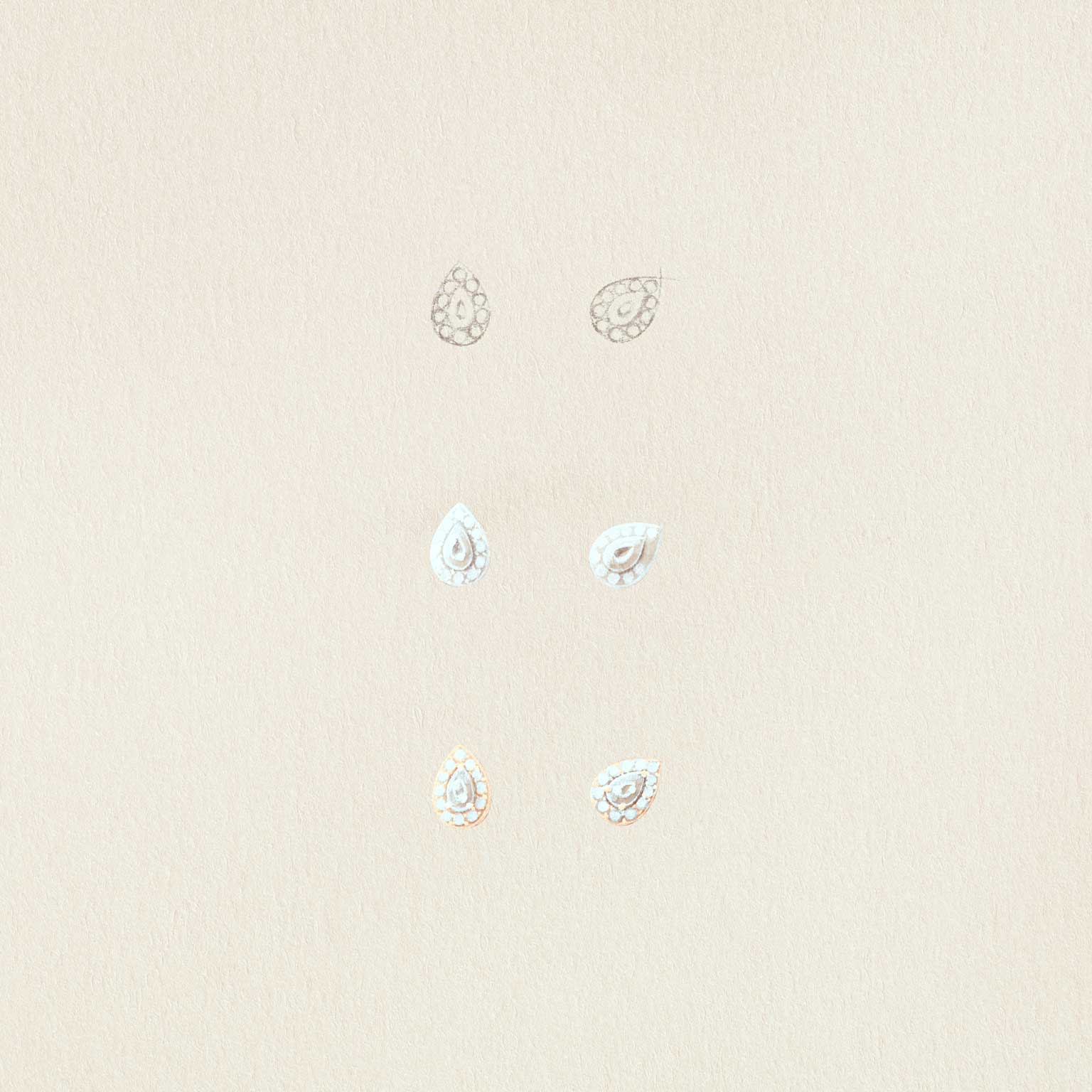 Boucles d'oreilles Baby Rétromantique Poires Pavées gouache