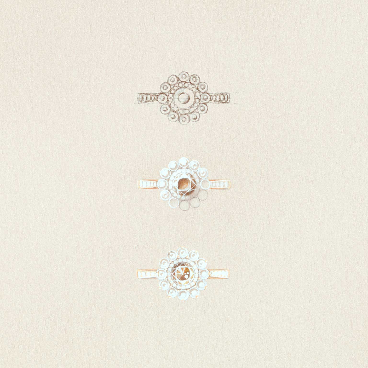 Bague Lefkos 5 mm Pavée gouache