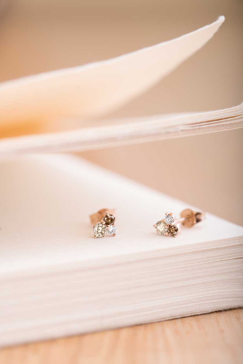 Mini EverBloom Diamants Champagne & Chocolat Earrings 2