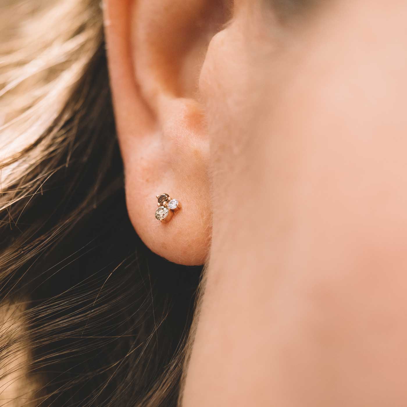 Mini EverBloom Diamants Champagne & Chocolat Earrings zoom