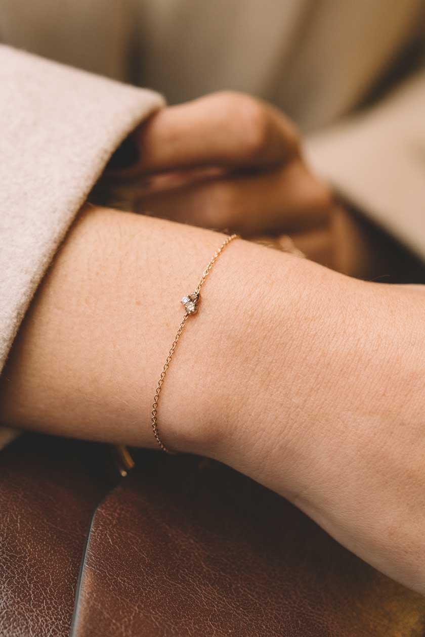 Bracelet Mini EverBloom Diamants Champagne & Chocolat 1