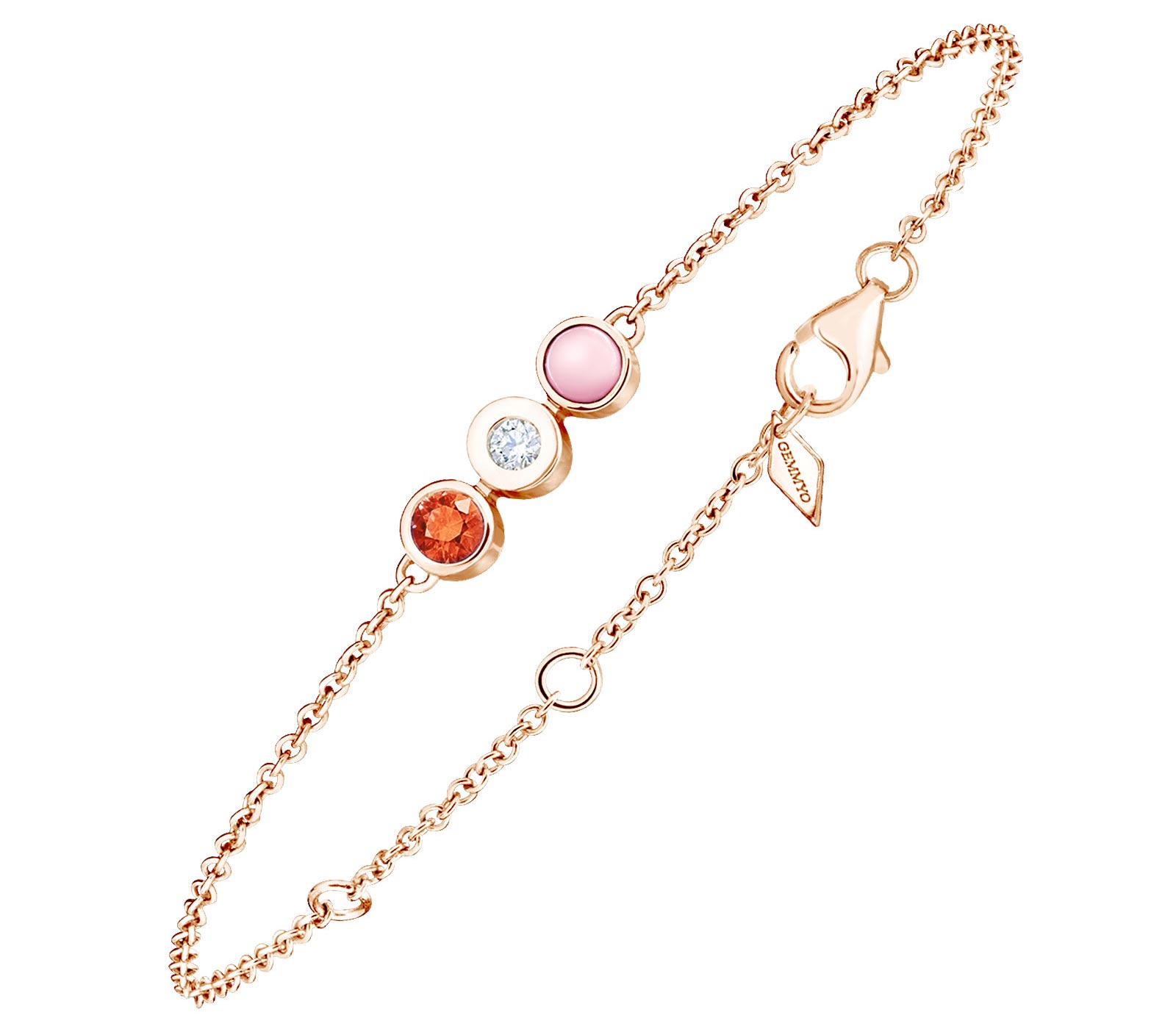 Bracelet Gemmyorama Trio or rose opale de feu facetté