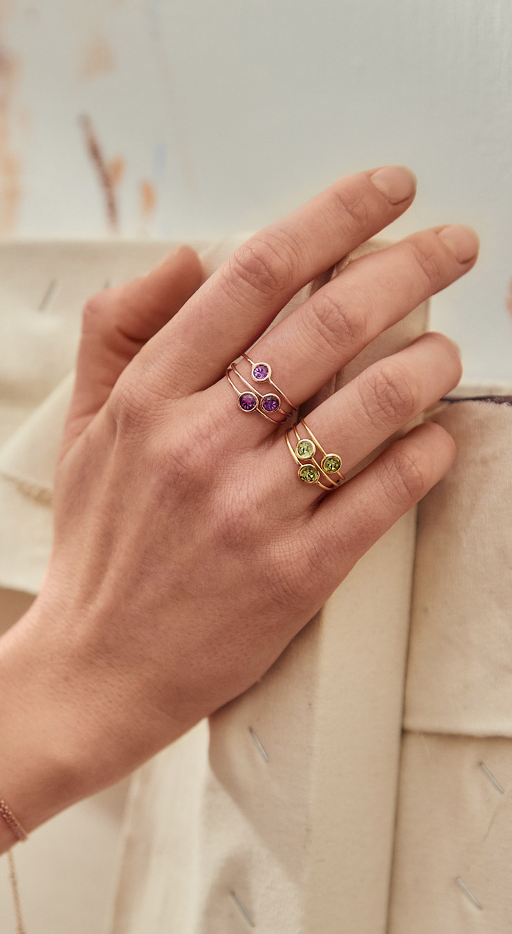 Bague Triorama or rose Améthyste