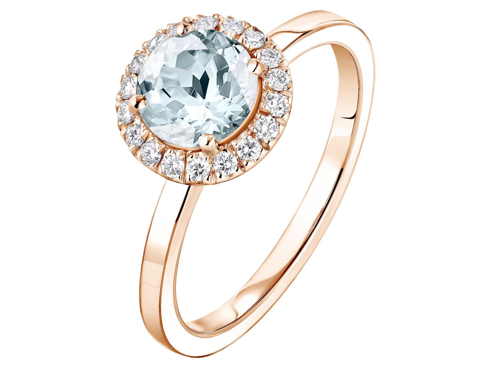 Bague Rétromantique L Or rose Aigue-marine