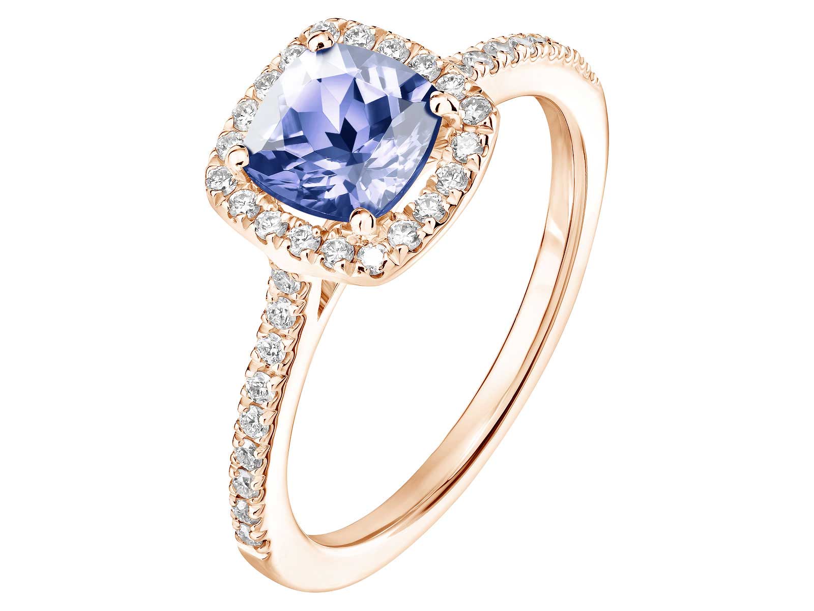 Bague Rétromantique Coussin Or rose Tanzanite