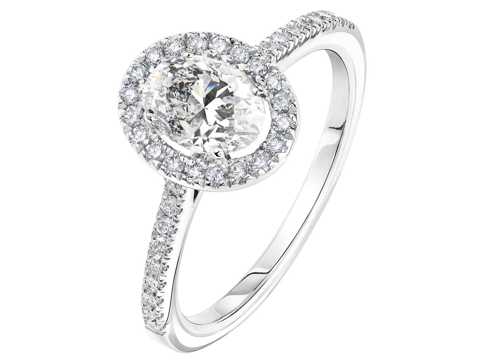 Bague Rétromantique Ovale Or blanc Diamants