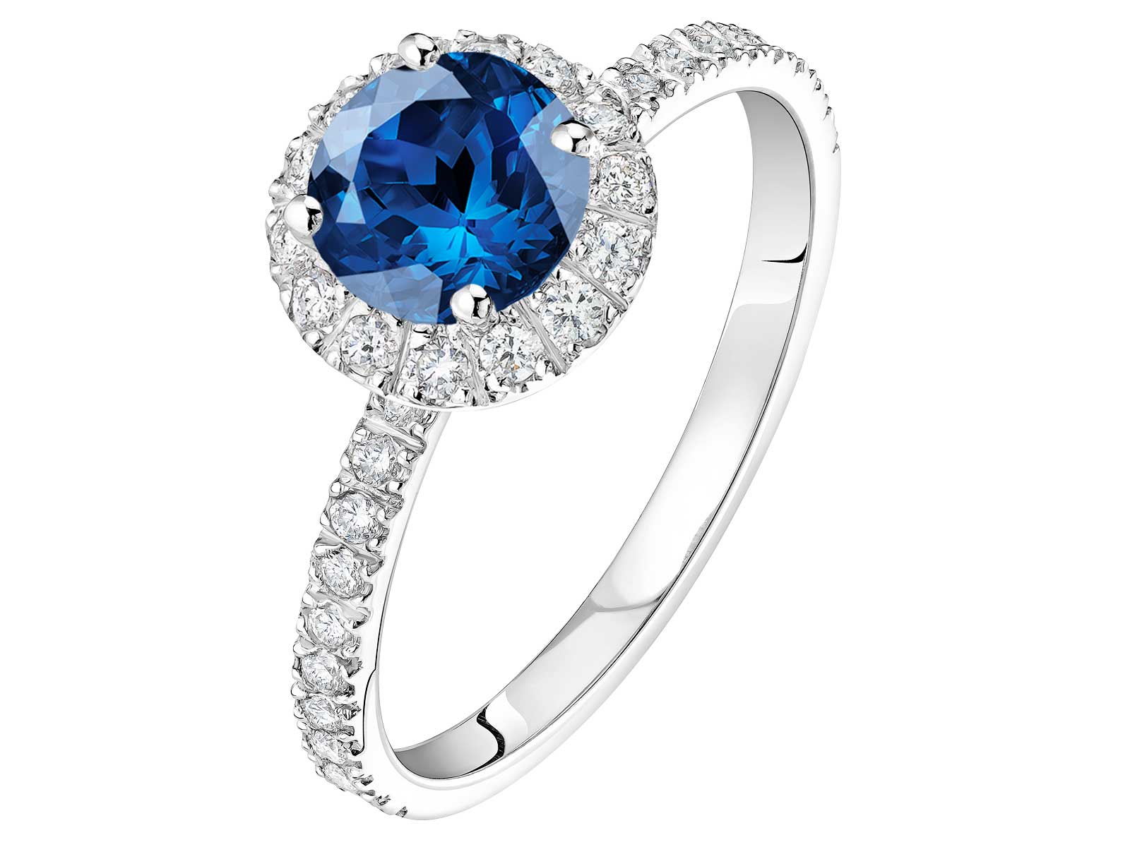Bague Rétromantique L Pavée Or blanc Saphir