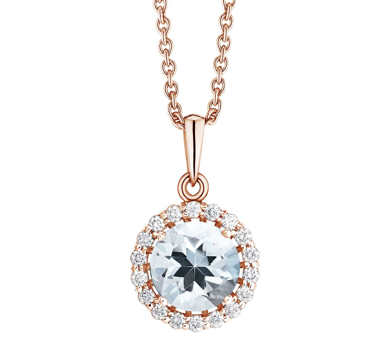 Pendentif Rétromantique XL Or rose Aigue-marine