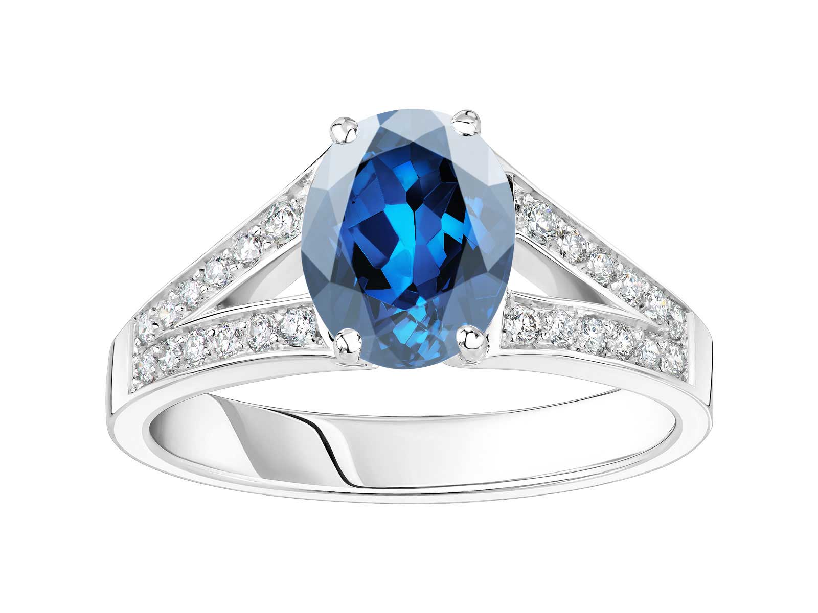 Bague Rétromantique Tiare Or blanc Saphir