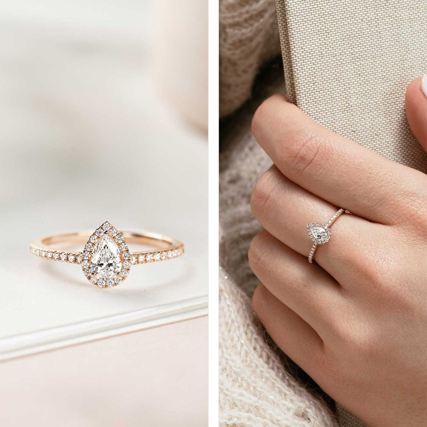 Bague Baby Rétromantique Poire Pavée
