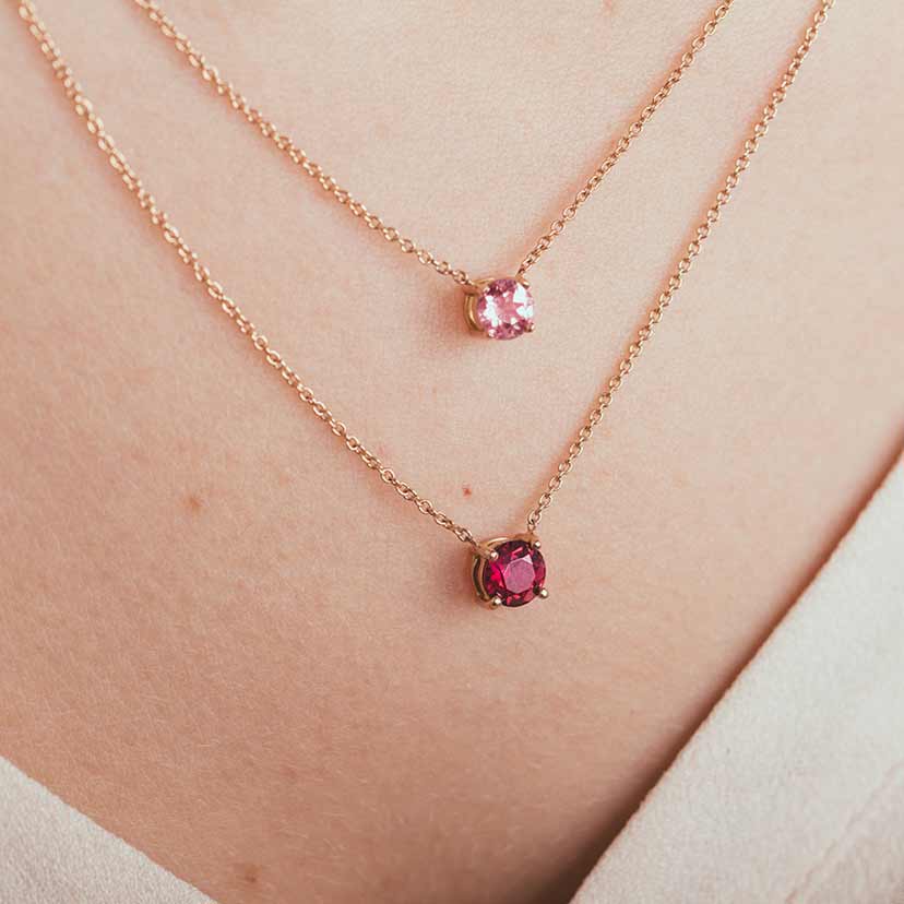 Pendentifs Lady Tourmaline et Grenat Rhodolite