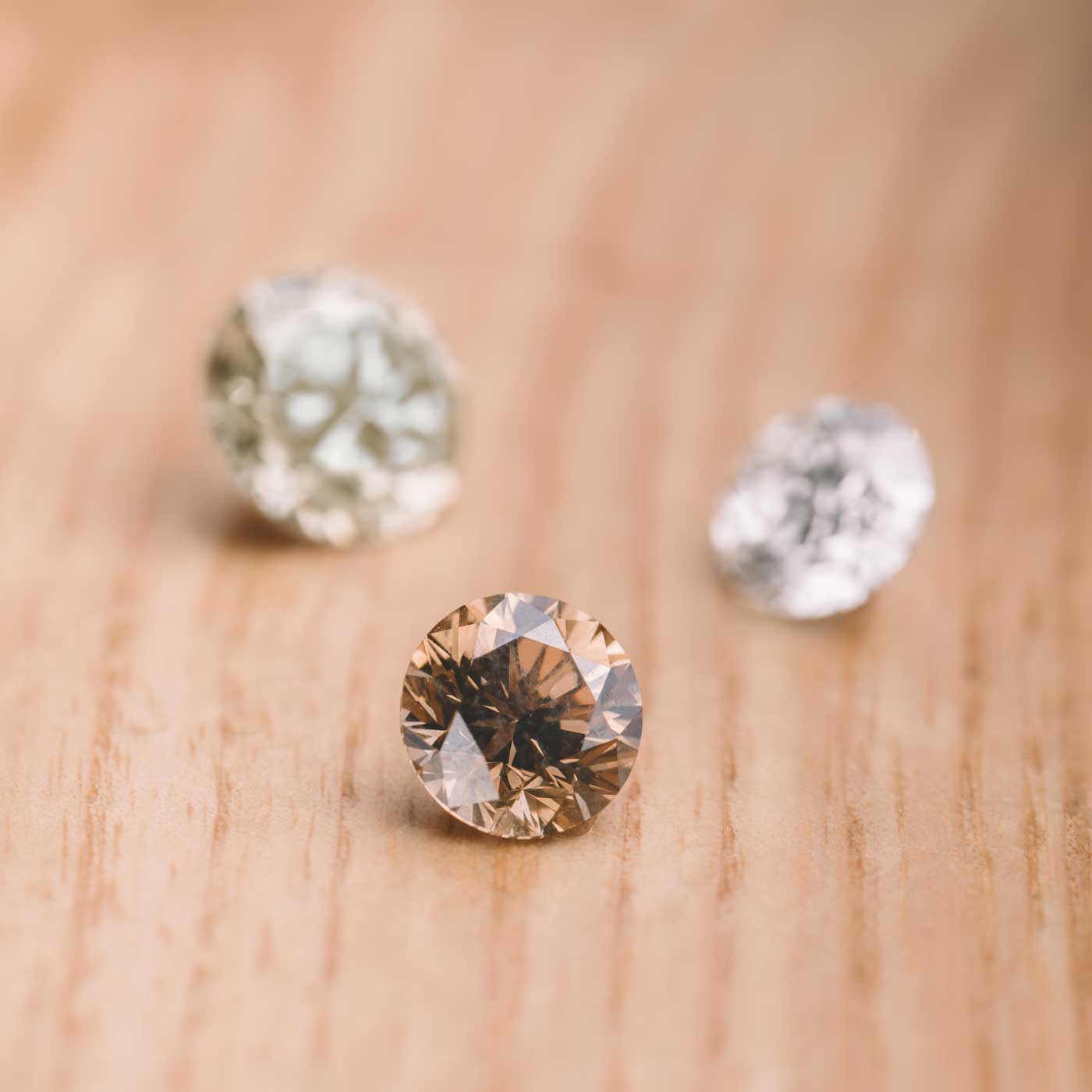 focus 3 diamants champagne, blanc et chocolat