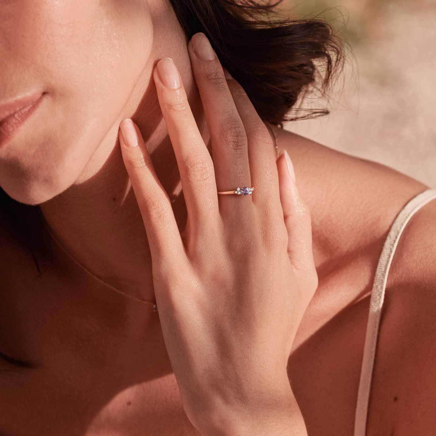 Bague Baby Everbloom or rose Spinelle Lavande