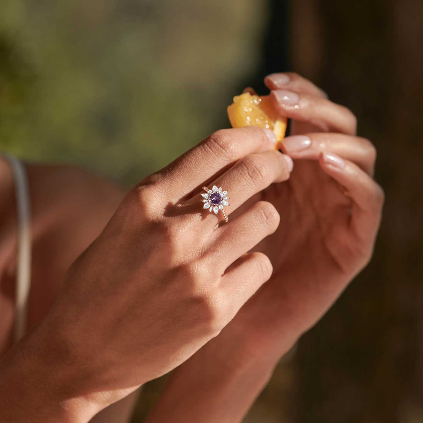 Bague Everbloom Prima or rose Spinelle Lavande