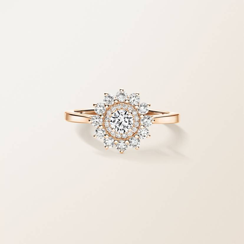 リング 18金ピンクゴールド ダイヤモンド Lefkos 4 mm