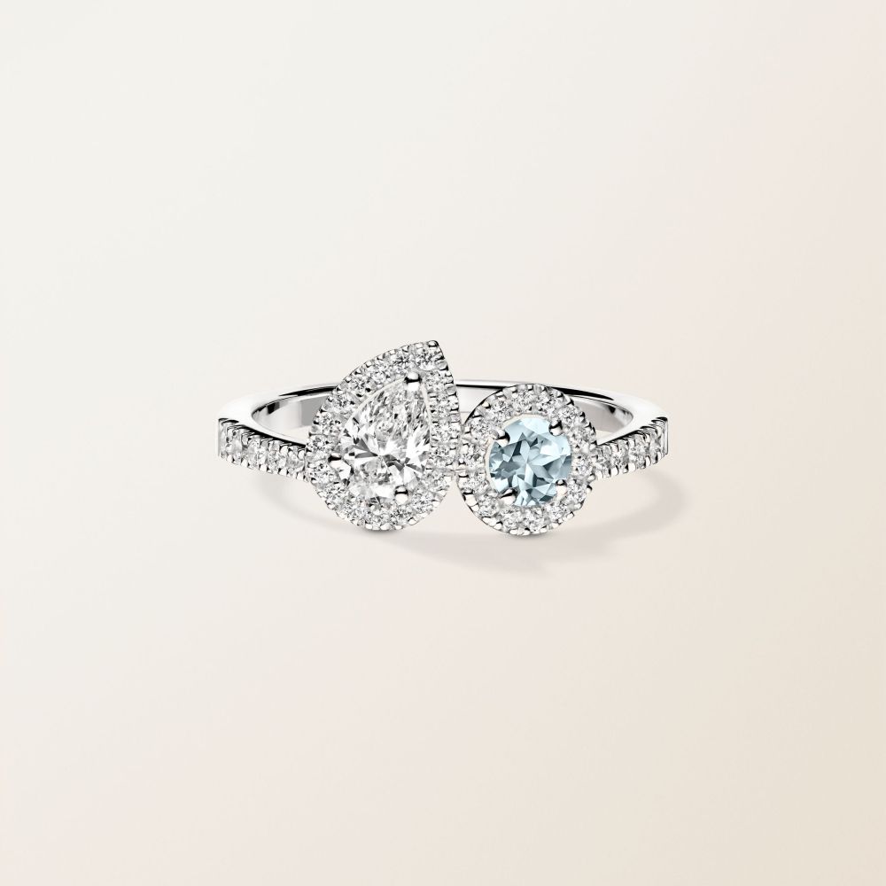 リング ホワイトゴールド アクアマリンとダイヤモンド AlterEgo Poire M 2