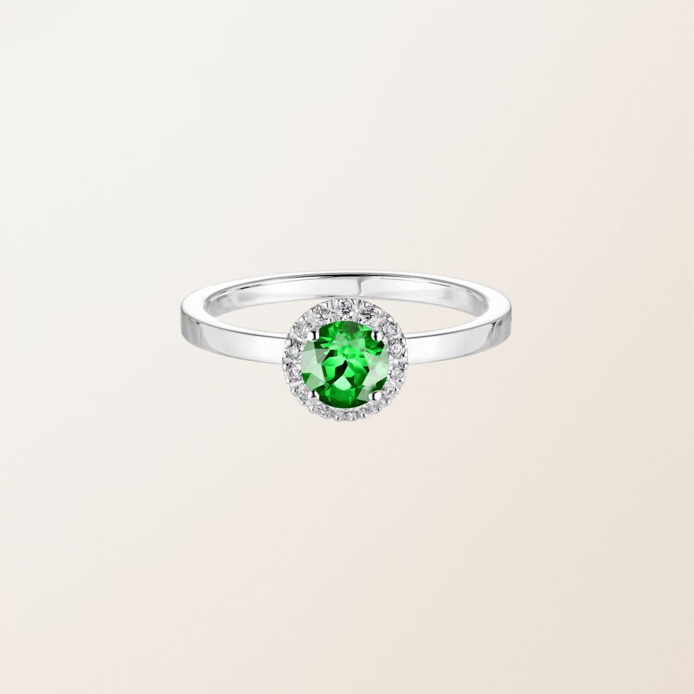 Ring White gold Tsavorite and diamonds Rétromantique M 2