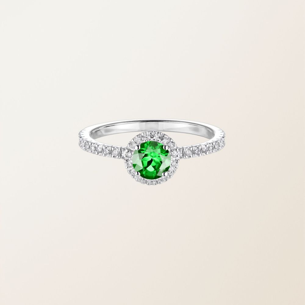 Ring White gold Tsavorite and diamonds Rétromantique M Pavée 2