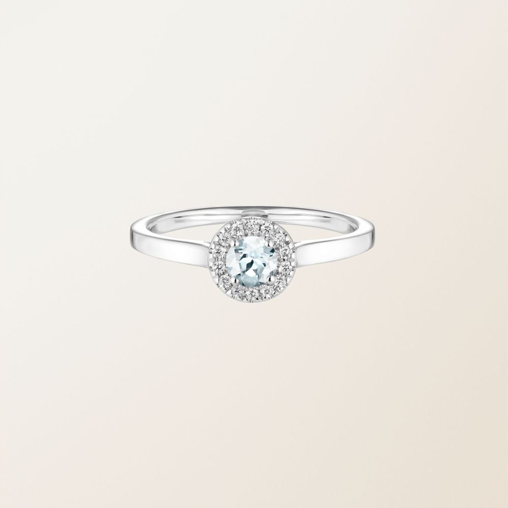 リング ホワイトゴールド アクアマリンとダイヤモンド Rétromantique S 2