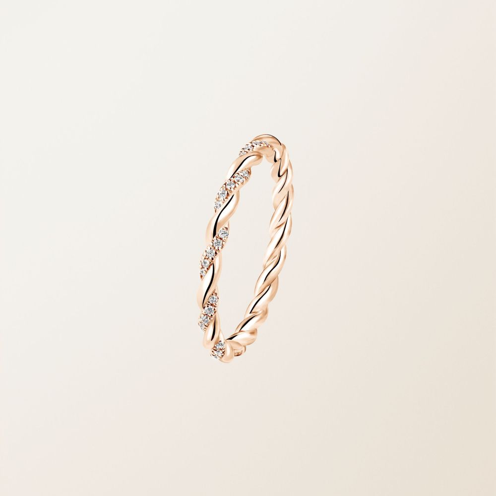 Bague Or rose Diamant Capucine pavée 2