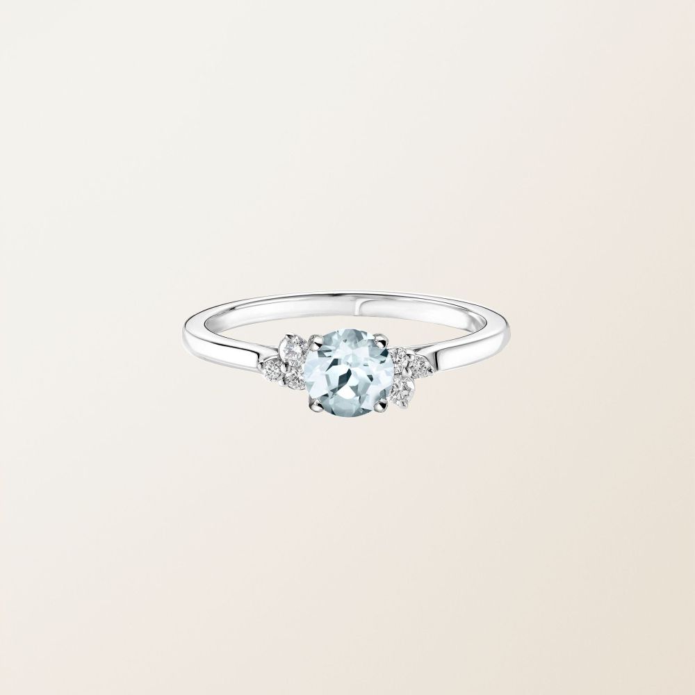 リング ホワイトゴールド アクアマリンとダイヤモンド Baby EverBloom 5 mm 2