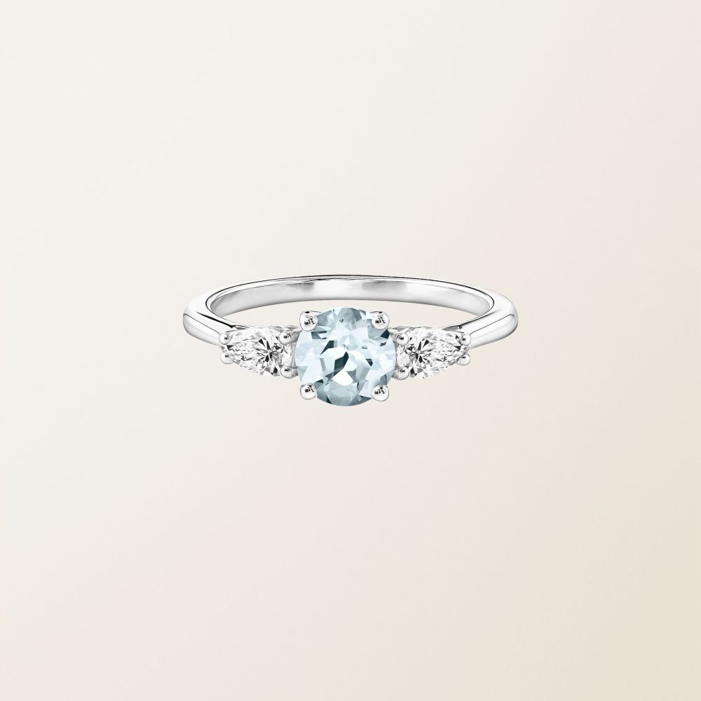 リング ホワイトゴールド アクアマリンとダイヤモンド Lady Duo de Poires 2
