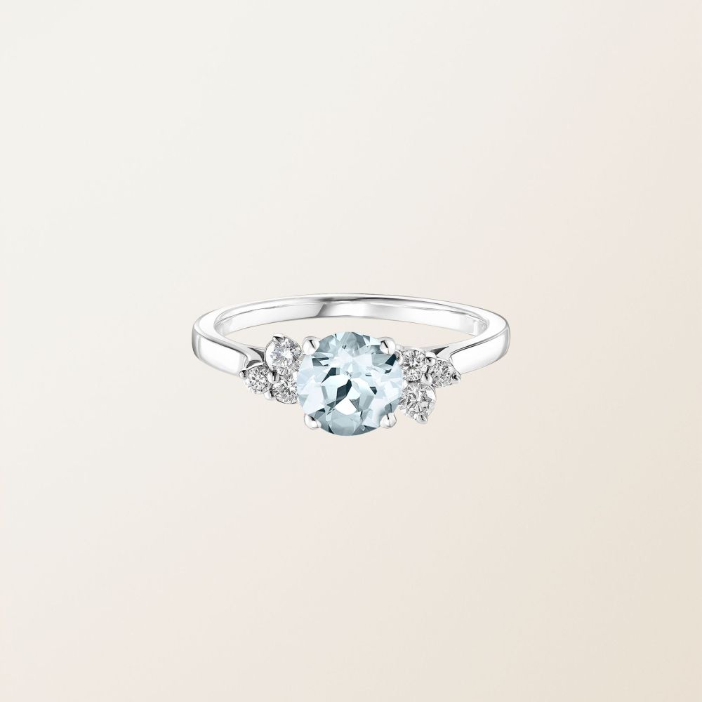 リング ホワイトゴールド アクアマリンとダイヤモンド Baby EverBloom 6 mm 2
