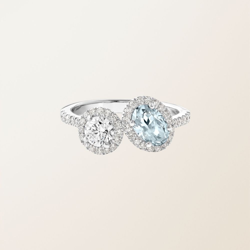 リング ホワイトゴールド アクアマリンとダイヤモンド AlterEgo Ovale L 2