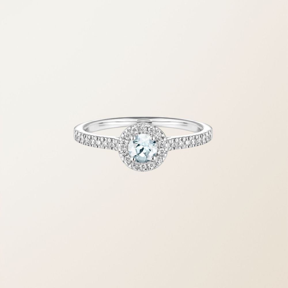 リング ホワイトゴールド アクアマリンとダイヤモンド Rétromantique S Pavée 2
