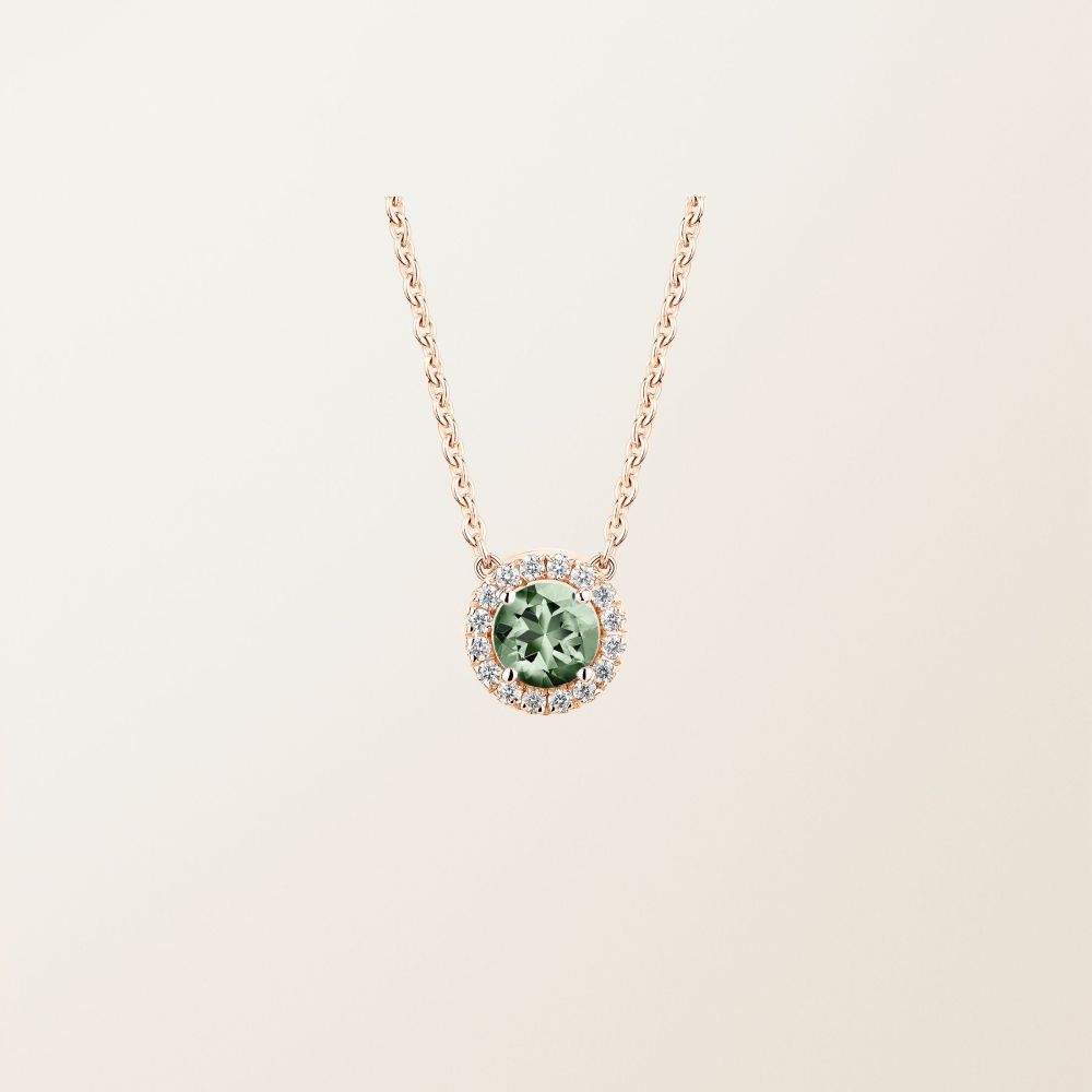 Pendentif Or rose Saphir Vert et diamants Rétromantique S 2