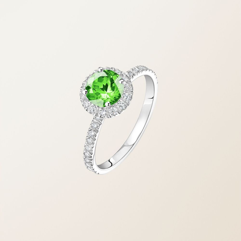 Ring White gold Tsavorite and diamonds Rétromantique L Pavée 2