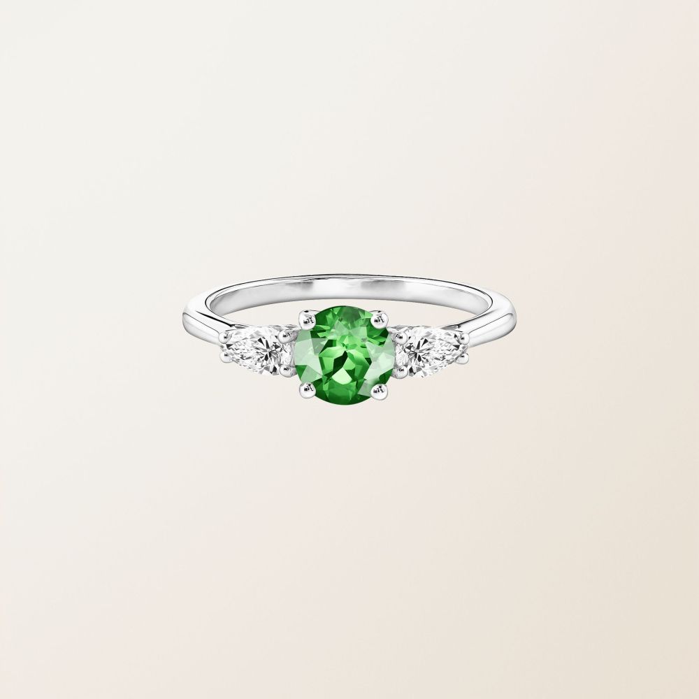 Ring White gold Tsavorite and diamonds Lady Duo de Poires 2