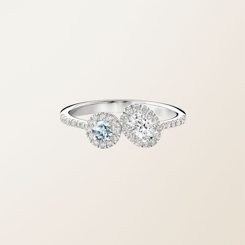 リング ホワイトゴールド アクアマリンとダイヤモンド AlterEgo Ovale 2