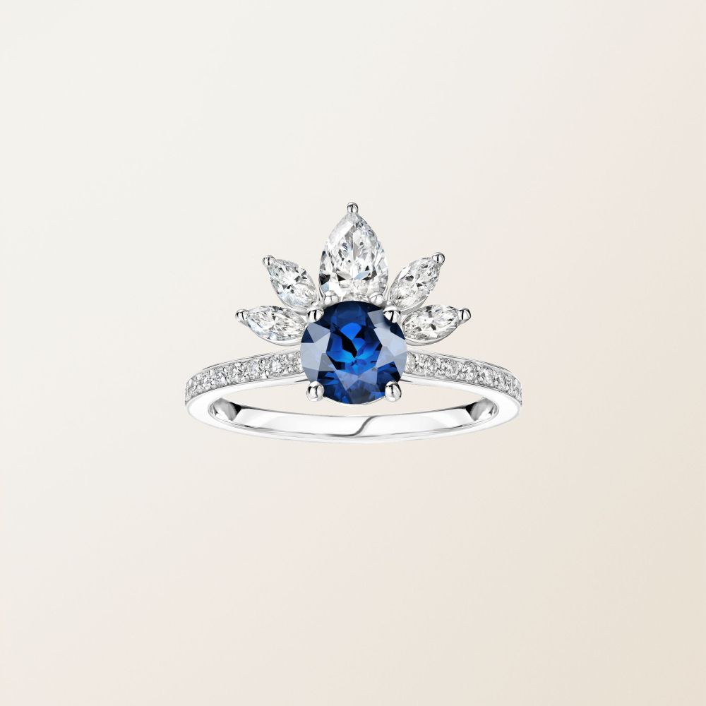 Bague Or blanc Saphir et diamants EverBloom Pavée 2