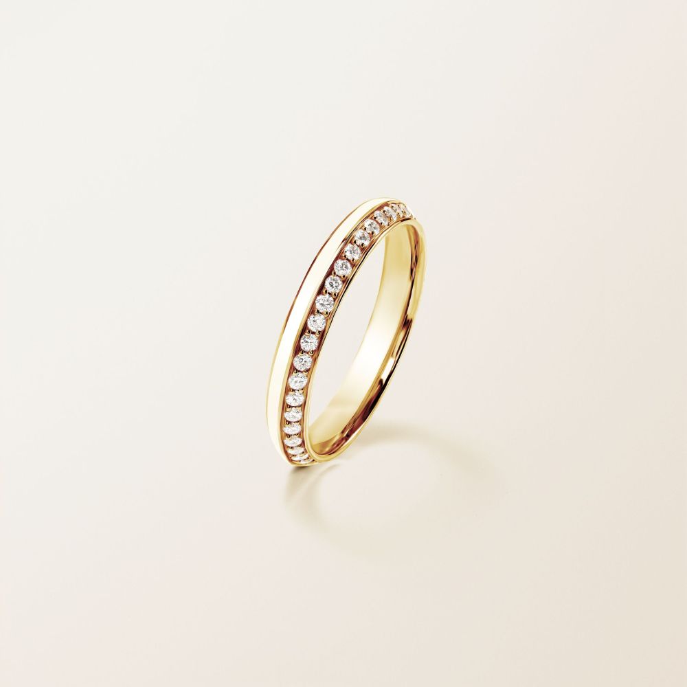 Bague Or jaune Diamant et Laque blanche Ariane Tilt Laque Blanche 3 mm 2