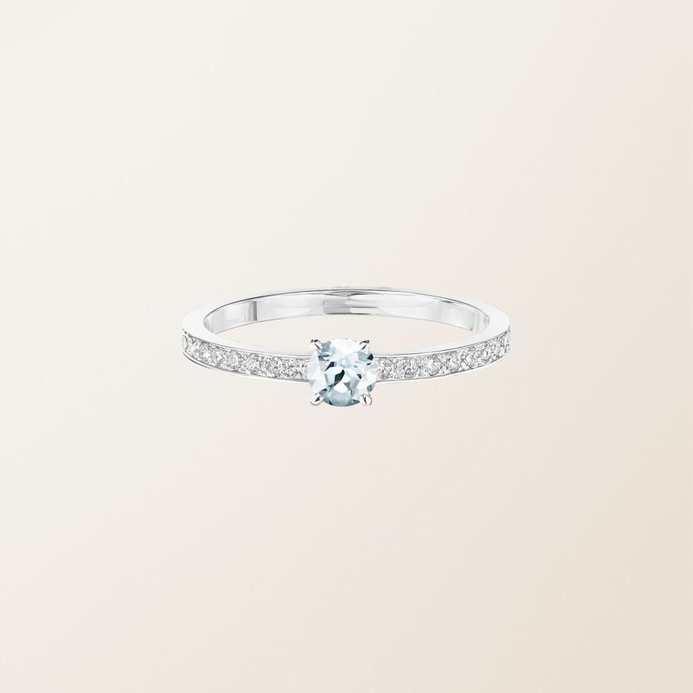 リング ホワイトゴールド アクアマリンとダイヤモンド Milady 2