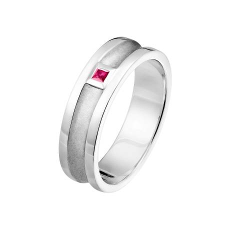 Bague Homme Or blanc 18 cts Rubis Minotaure