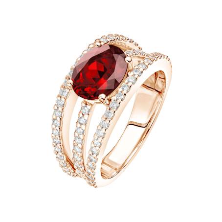 Bague Or Rose 18 cts Grenat Héloise