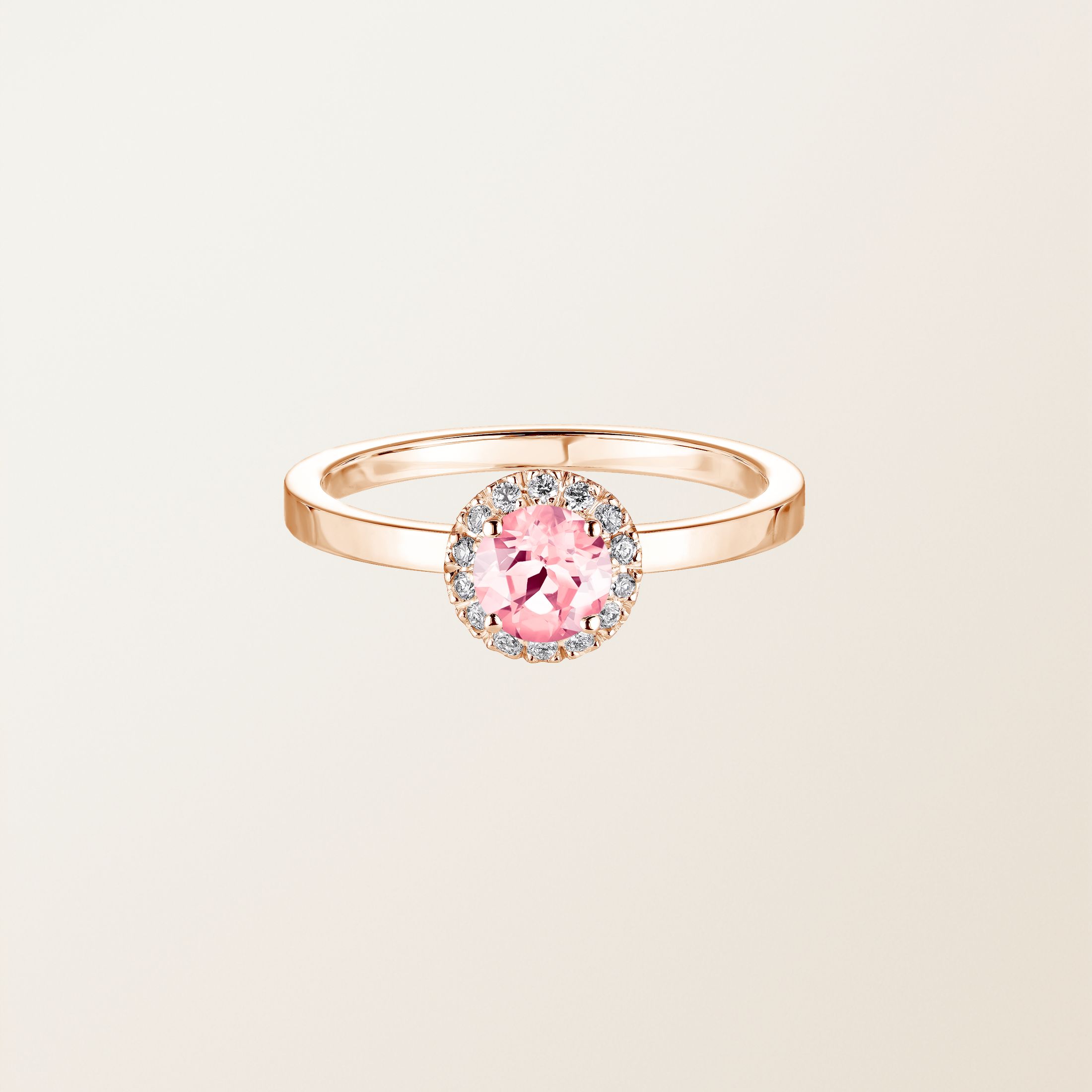 Bague Or rose 18 cts Tourmaline Rétromantique M