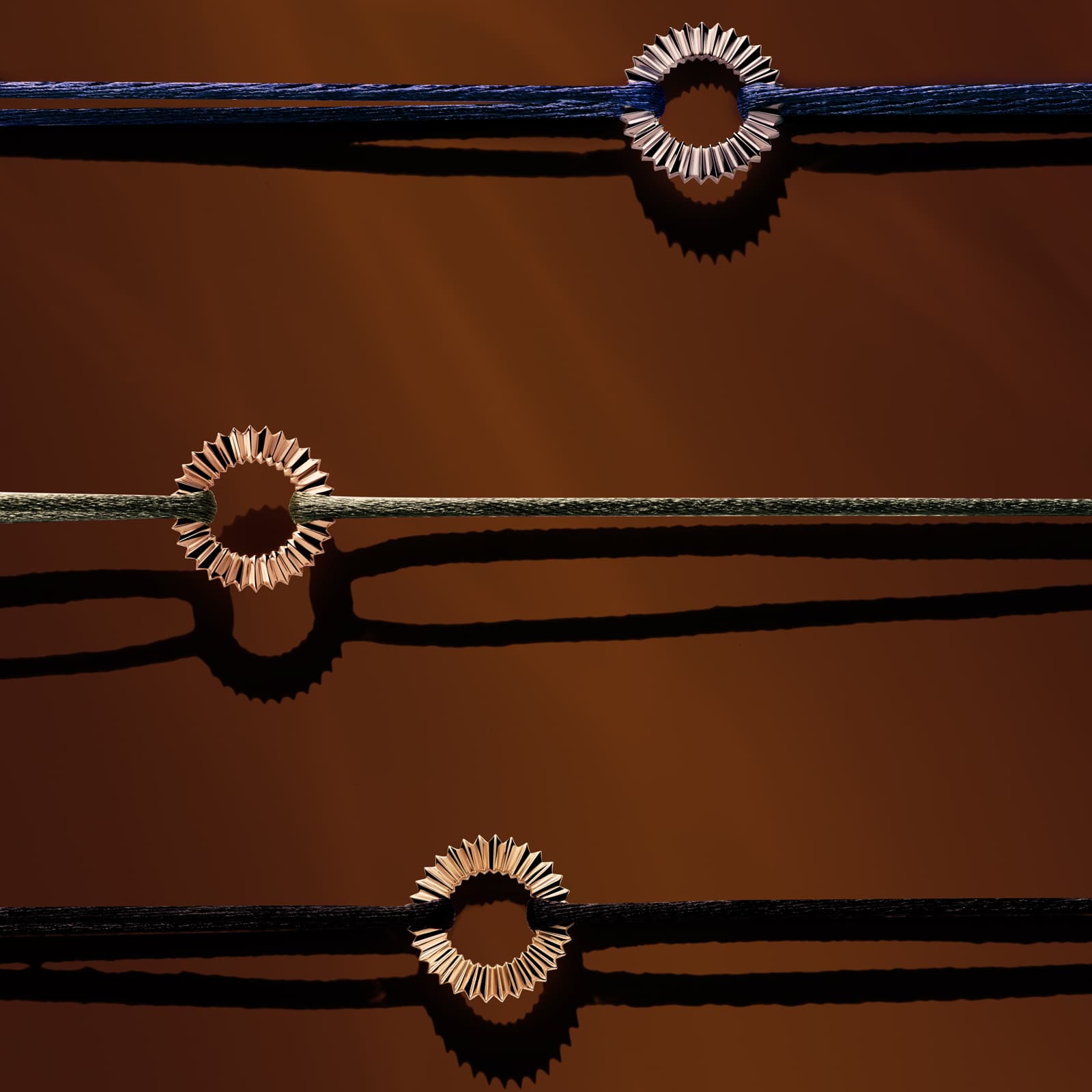 Bracelet cordon Or blanc Entaille Rayons 5