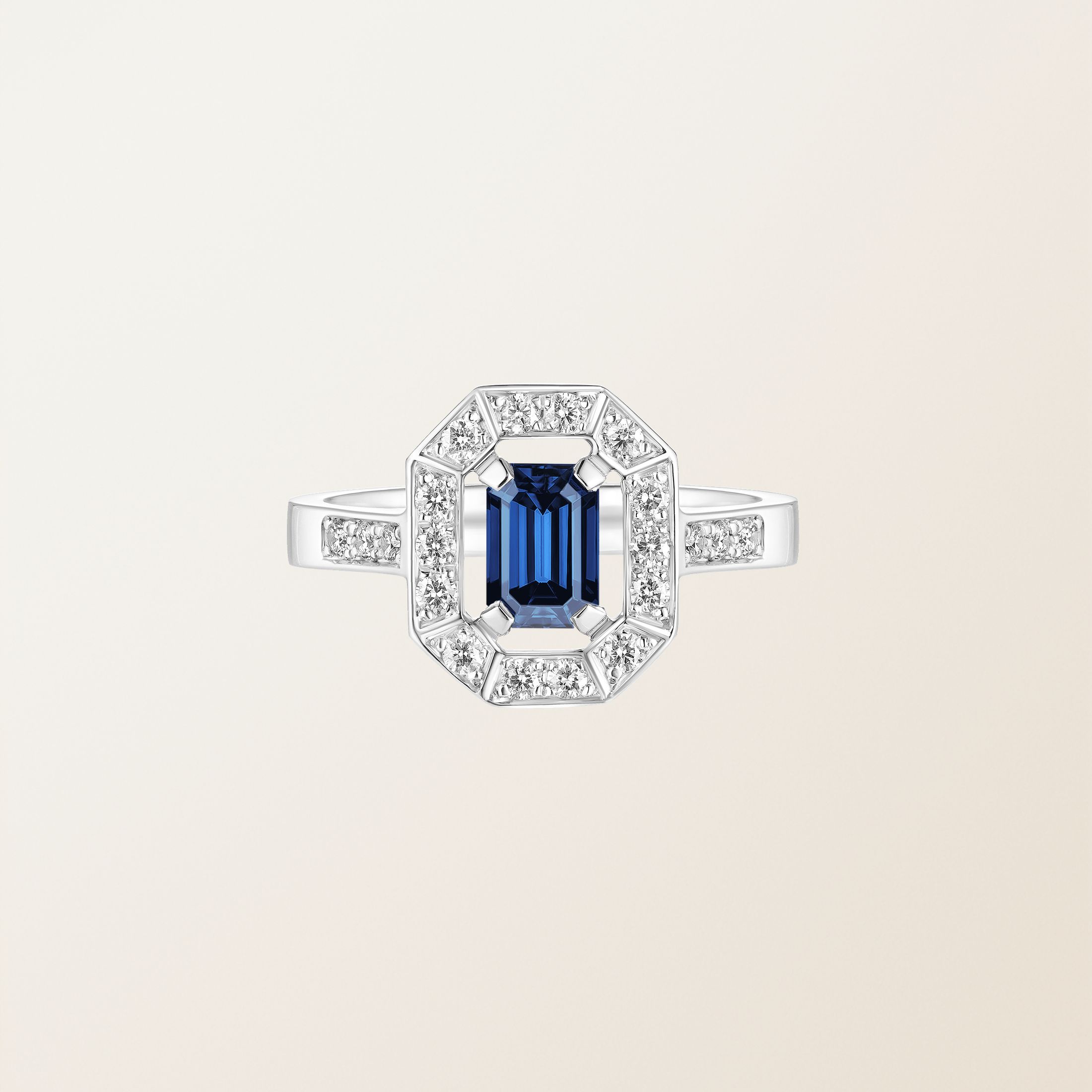 Bague Or blanc 18 cts Saphir Art Déco