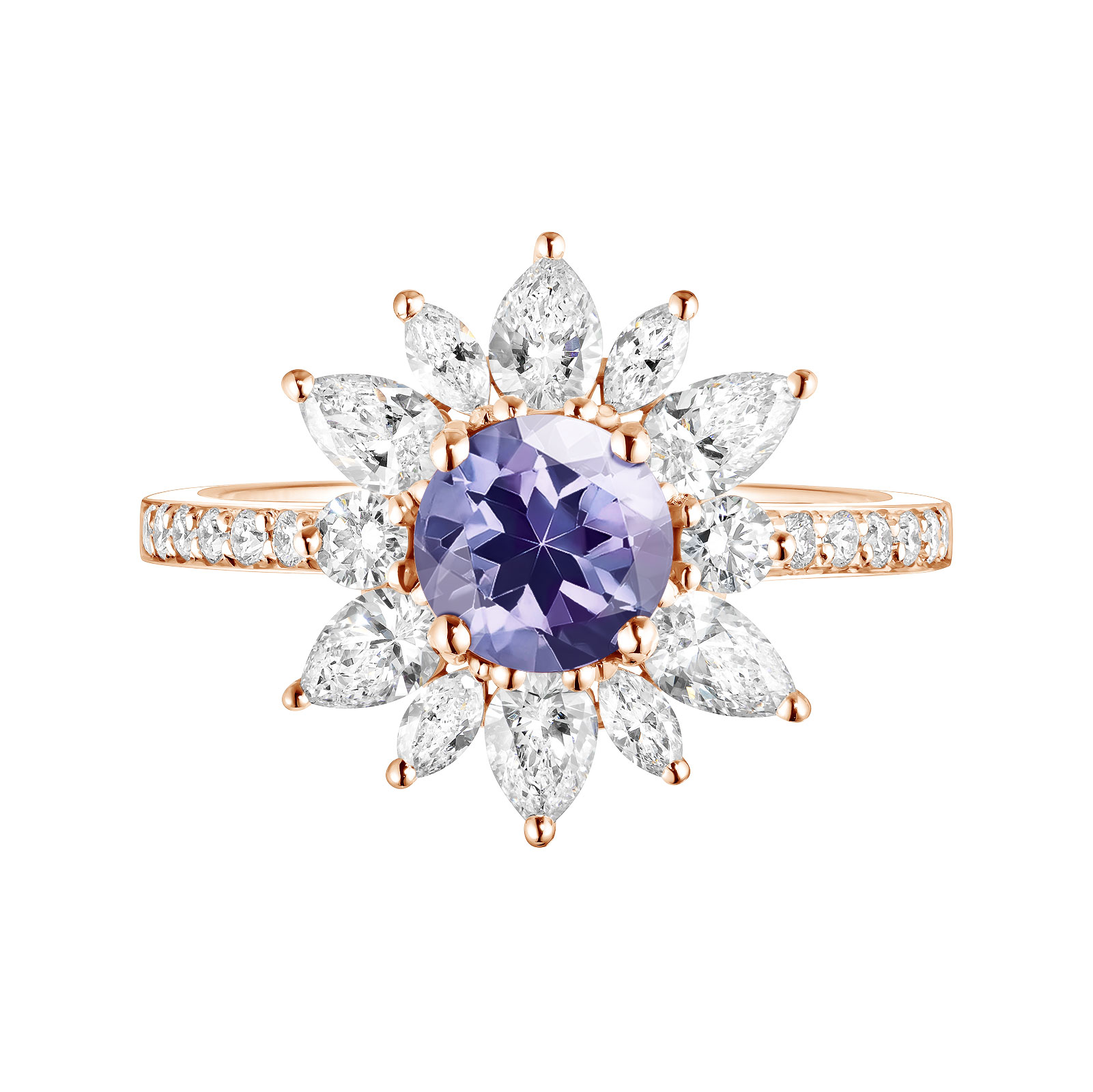 Bague Or rose Tanzanite et diamants EverBloom Prima 1
