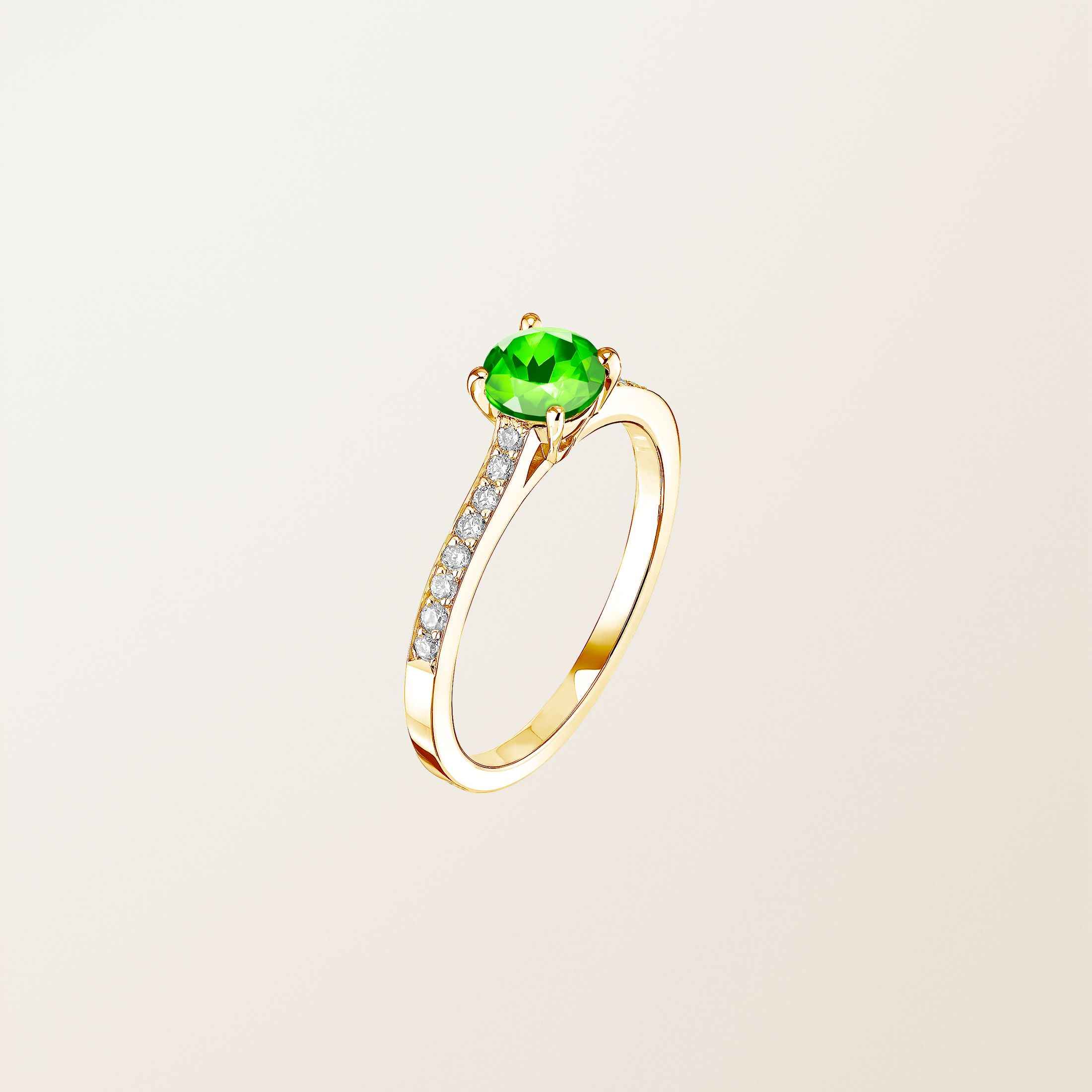 Bague Or Jaune 18 cts Tsavorite Lady Pavée
