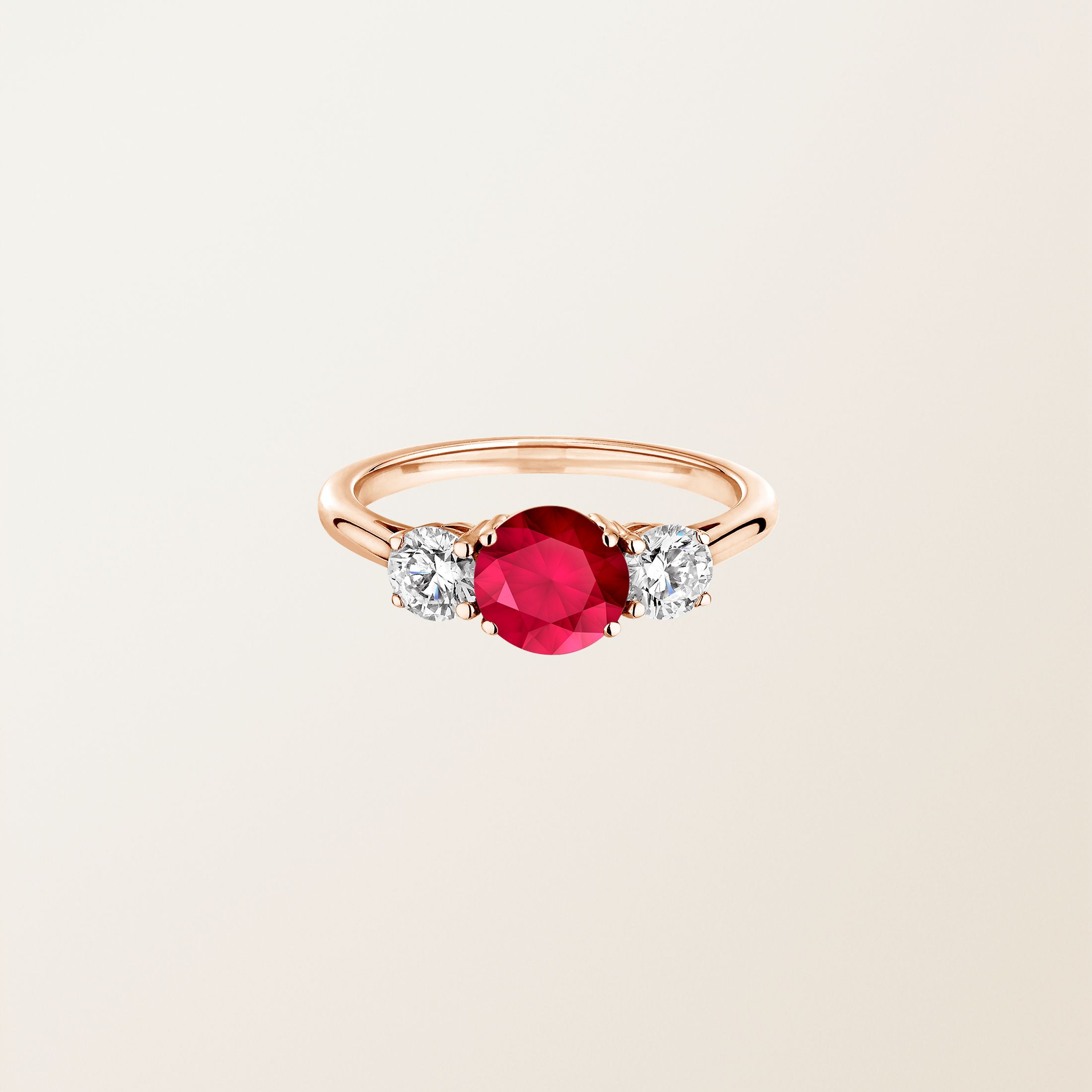 Bague Or rose 18 cts Rubis Lady Duo