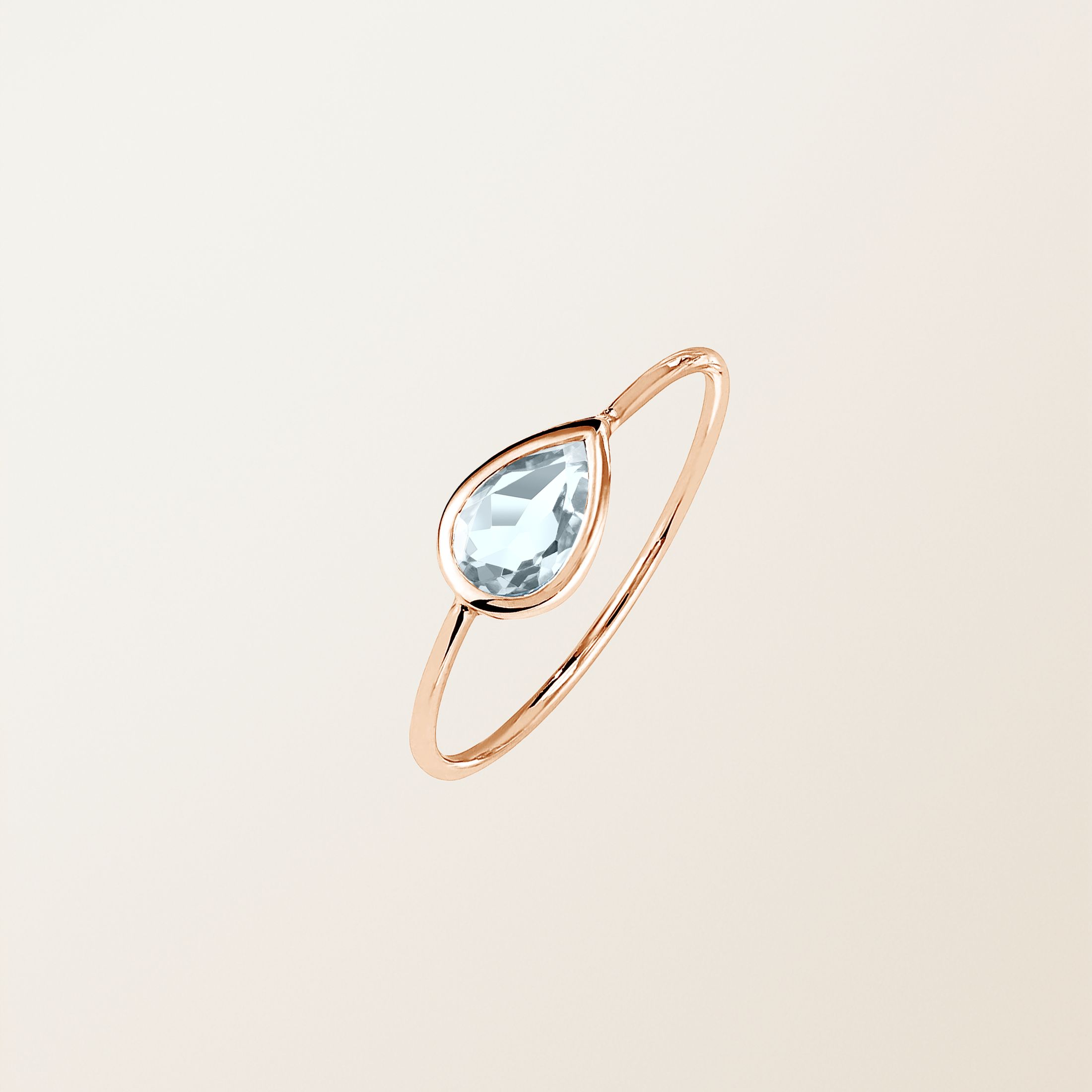 Bague Or rose 18 cts Aigue-marine Gemmyorama