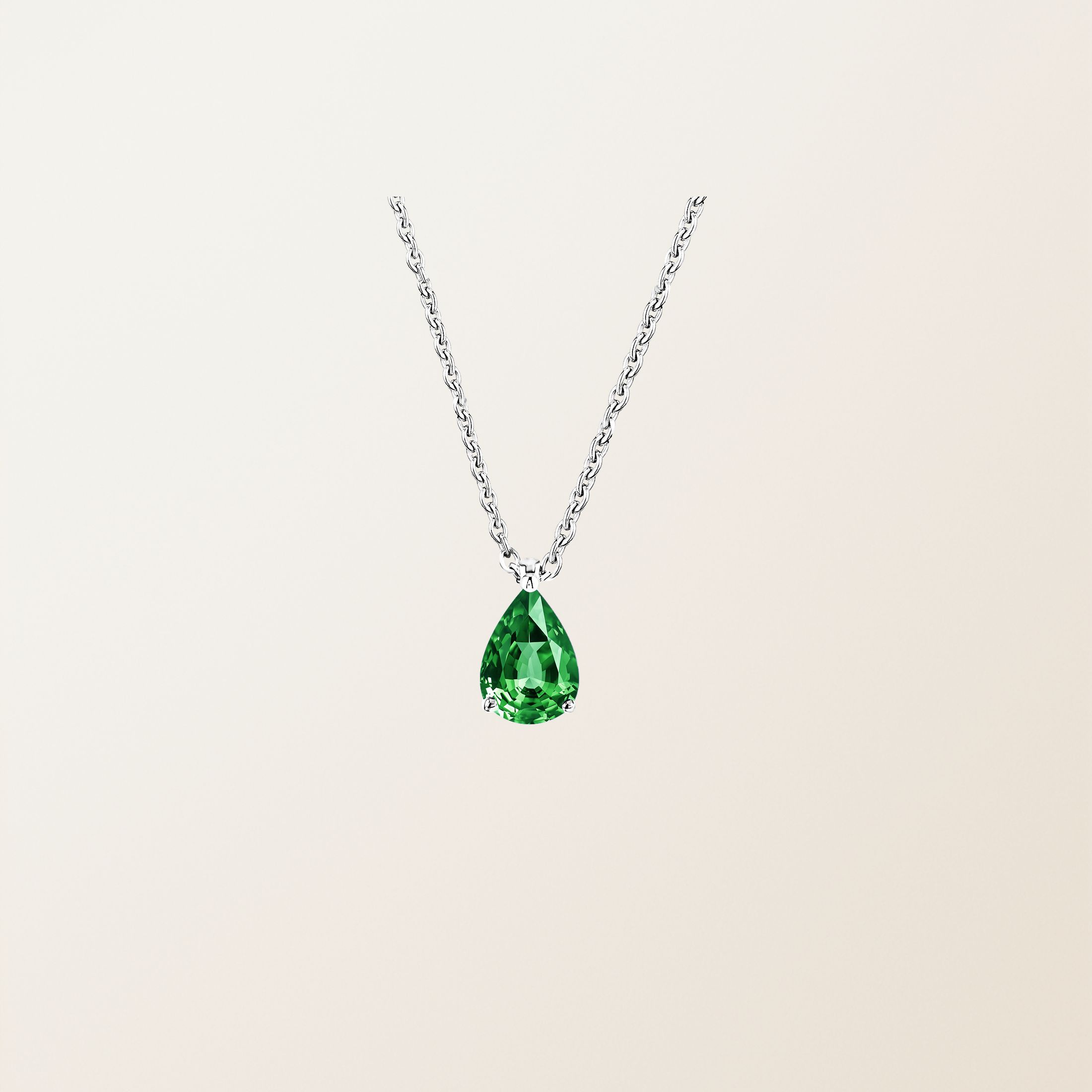 Pendentif Or blanc 18 cts Tsavorite Lady Poire M