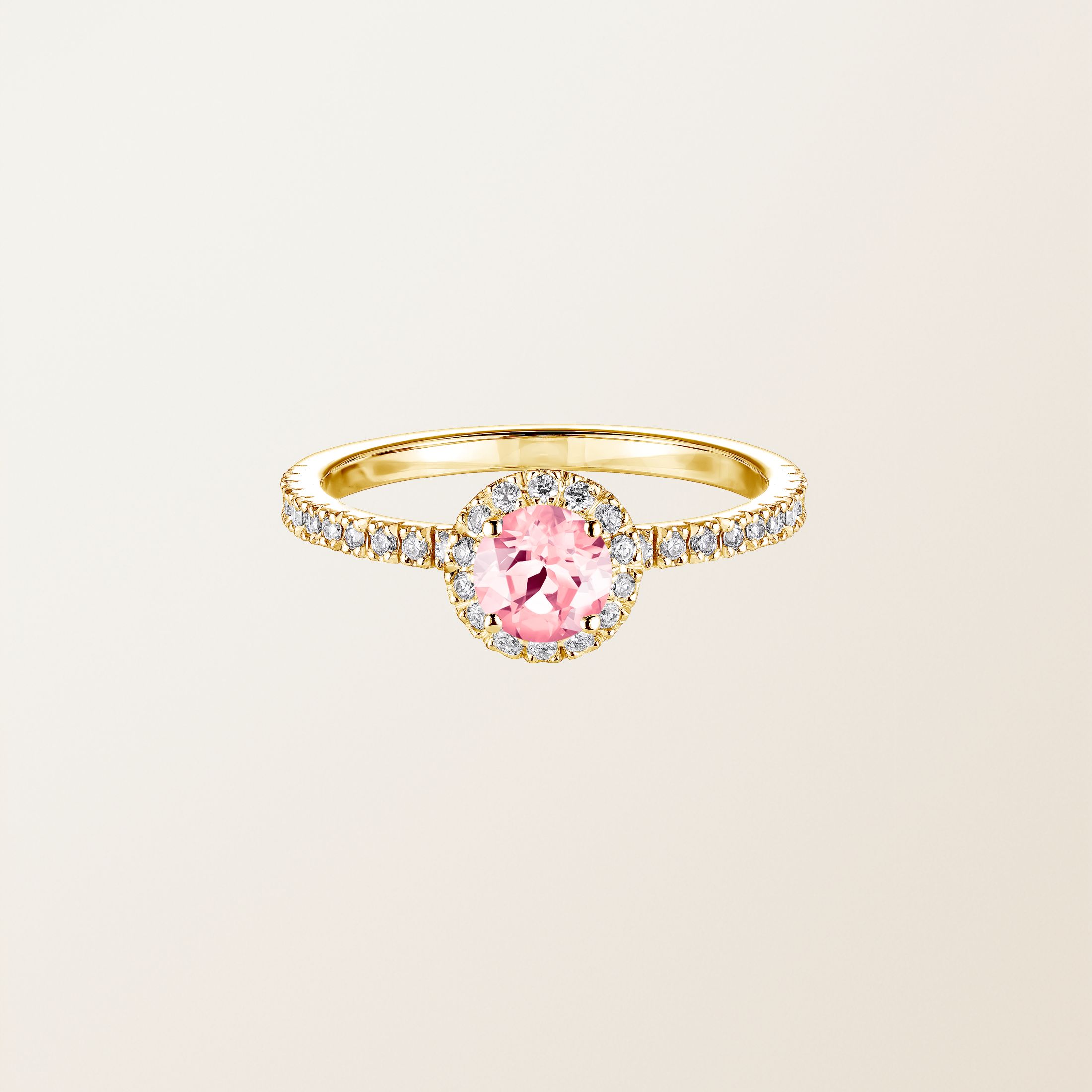 Bague Or jaune 18 cts Tourmaline Rétromantique M Pavée