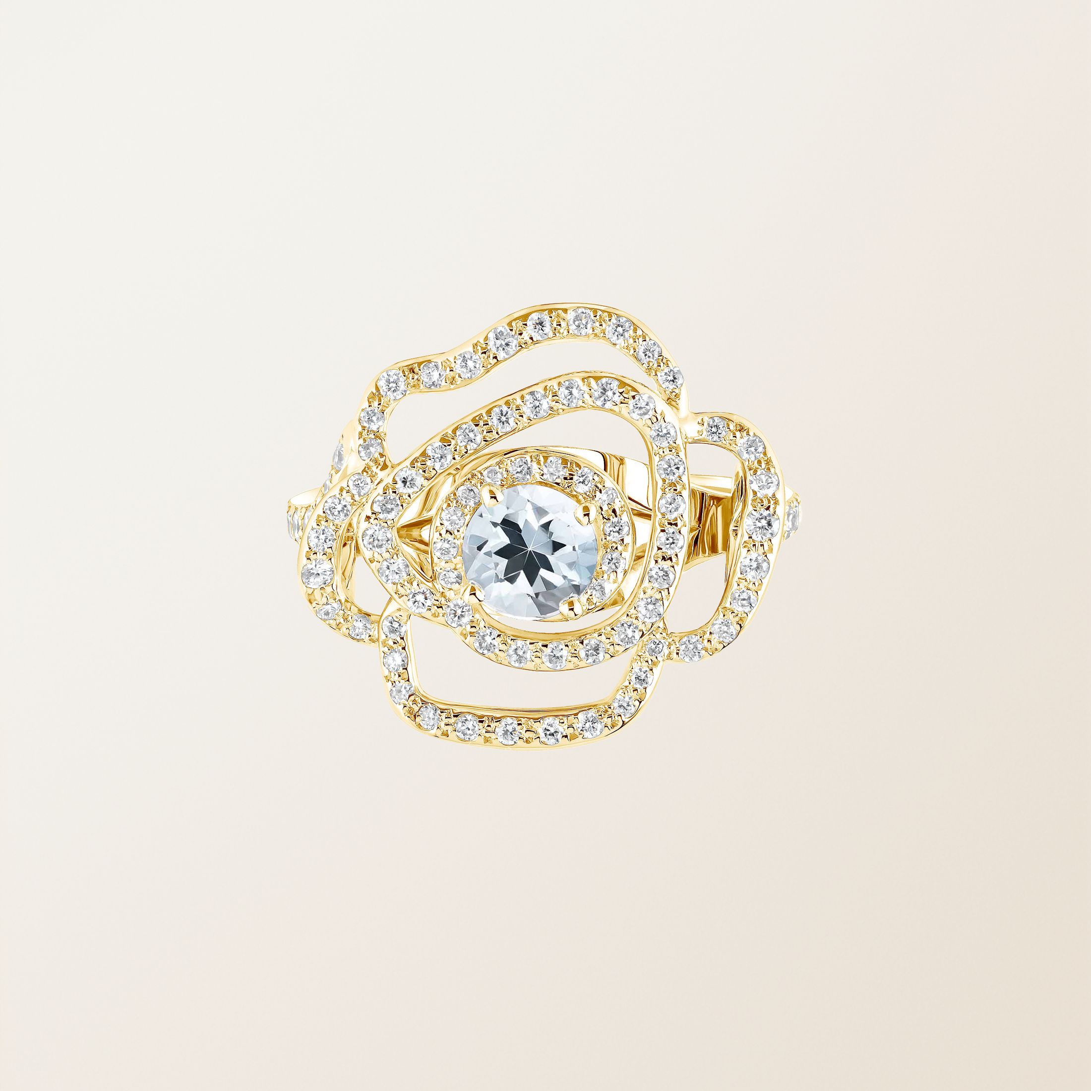 Bague Or jaune 18 cts Aigue-marine PrimaRosa Alta