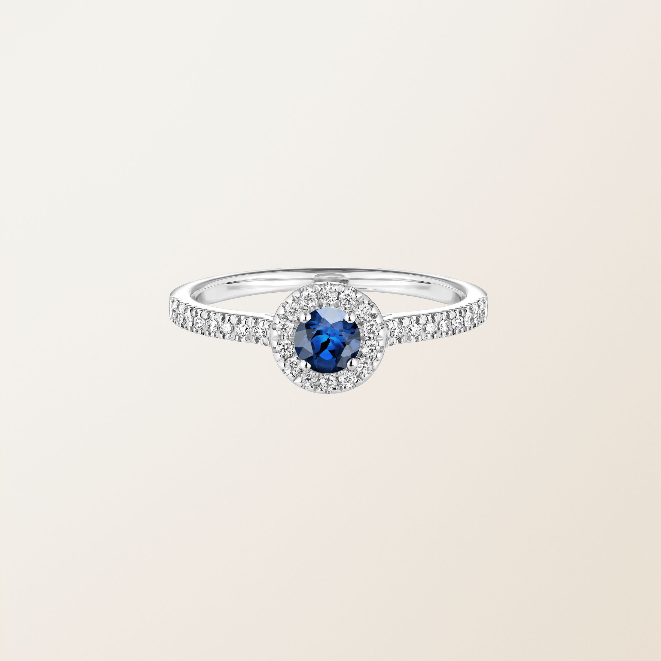 Bague Or blanc 18 cts Saphir Rétromantique S Pavée